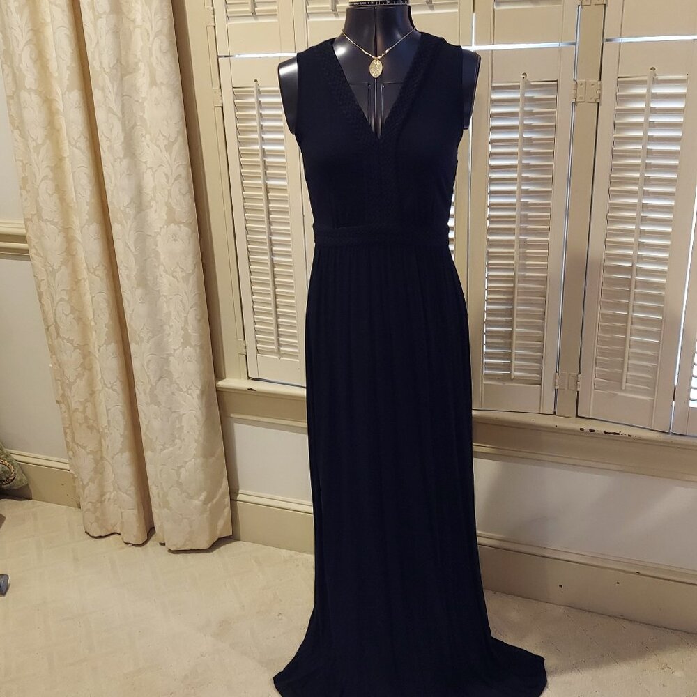 Black Braided Bodice Stretch Gown by Spense Size S